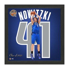 Dirk Nowitzki Basketball HOF Impact Jersey Frame