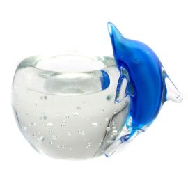 Glass Dolphin Blue Votive