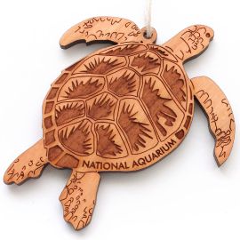Wood Etched Sea Turtle Ornament - National Aquarium