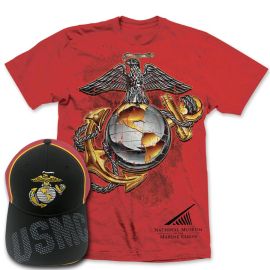 Adult Eagle, Anchor and Globe NMMC Cap & T-Shirt - Marine Corps Museum