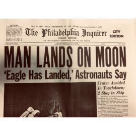 Man Lands On Moon 1969 Newspaper Reprint