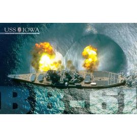 USS IOWA Guns Firing Poster